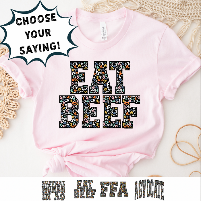 Colorful Cheetah Words - Choose Your Saying - Bella Canvas T-Shirt