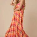 Colorful Prism Plaid Maxi Dress