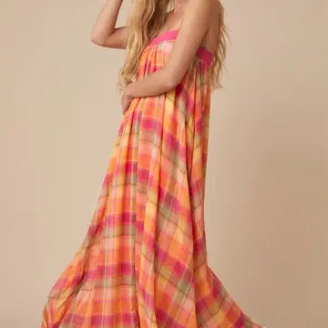 Colorful Prism Plaid Maxi Dress
