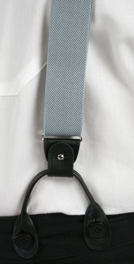 Silver Elastic Convertible Suspenders (Long)