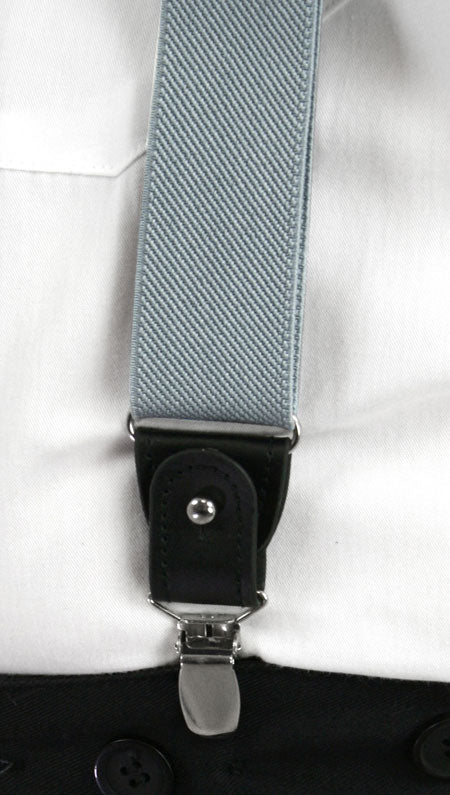 Silver Elastic Convertible Suspenders (Long)