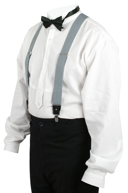 Silver Elastic Convertible Suspenders (Long)