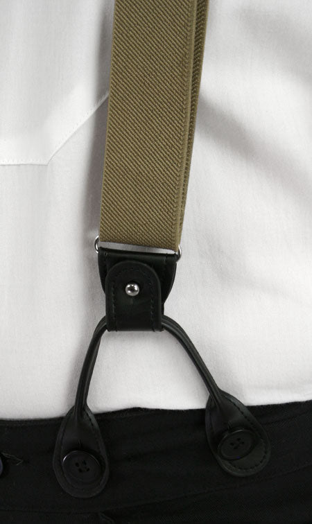 Taupe Elastic Convertible Suspenders (Long)