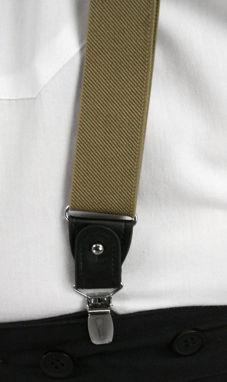 Taupe Elastic Convertible Suspenders (Long)