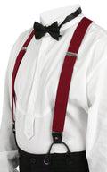 Wine Elastic Convertible Suspenders (Long)
