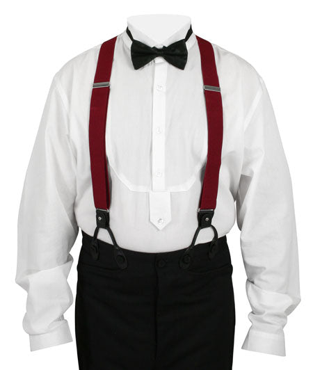 Wine Elastic Convertible Suspenders (Long)