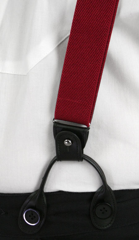 Wine Elastic Convertible Suspenders (Long)
