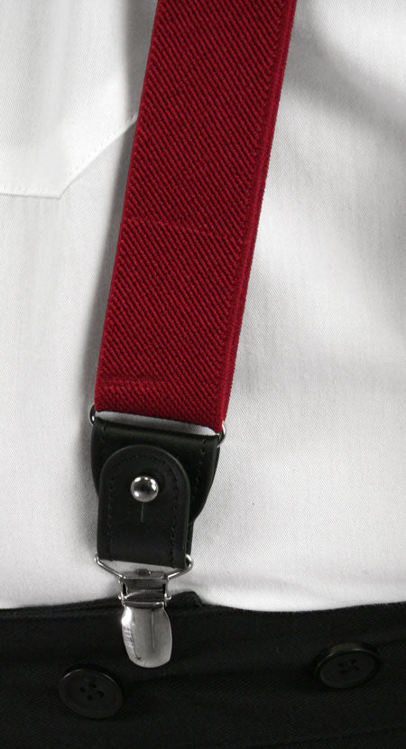 Wine Elastic Convertible Suspenders (Long)