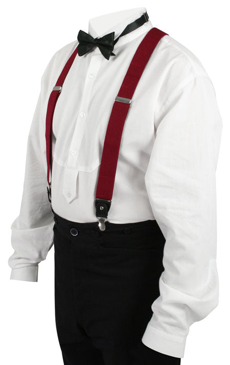 Wine Elastic Convertible Suspenders (Long)