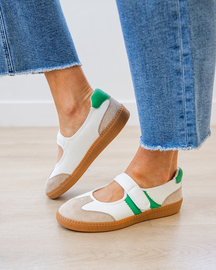Corkys Calm Down Mary Jane Sneakers - White & Green Corkys Footwear
