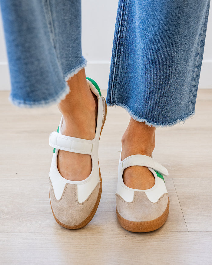Corkys Calm Down Mary Jane Sneakers - White & Green Corkys Footwear