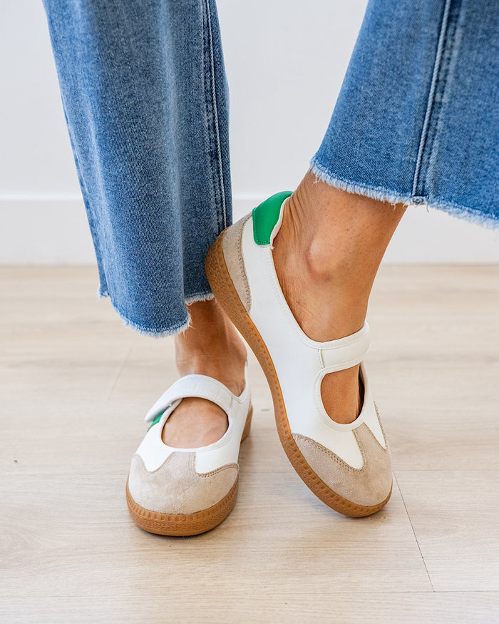Corkys Calm Down Mary Jane Sneakers - White & Green Corkys Footwear