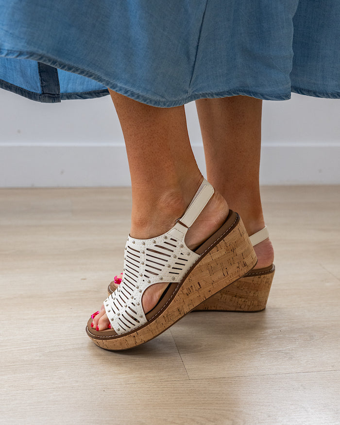 Corkys Can We Go Wedge Sandals - White SALE Corkys Footwear