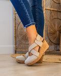 Corkys Case Closed Wedge Sandals - Caramel Combo Corkys Footwear