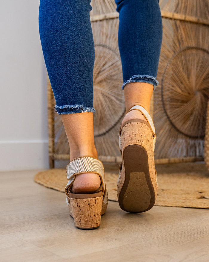 Corkys Case Closed Wedge Sandals - Caramel Combo Corkys Footwear