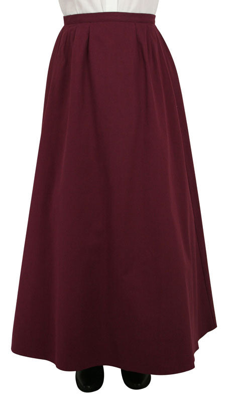 Cotton Twill Walking Skirt - Burgundy