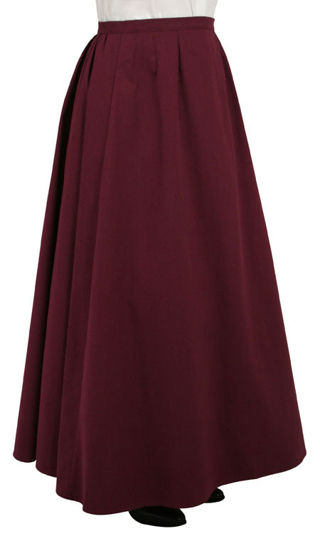 Cotton Twill Walking Skirt - Burgundy