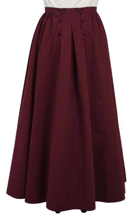 Cotton Twill Walking Skirt - Burgundy