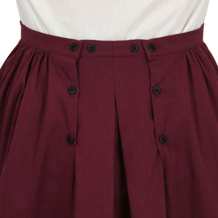 Cotton Twill Walking Skirt - Burgundy