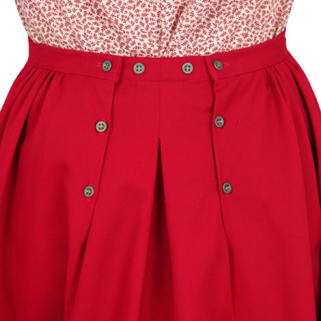 Cotton Twill Walking Skirt - Red