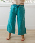 Cropped Wide Leg Comfy Pants - Light Teal Zenana