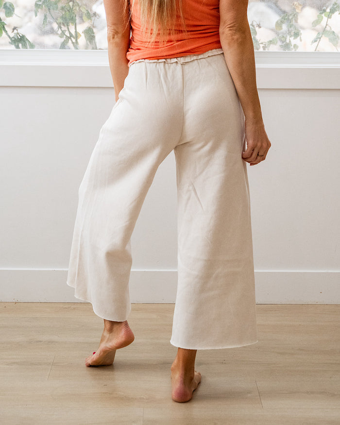Cropped Wide Leg Comfy Pants - Sand Beige Zenana