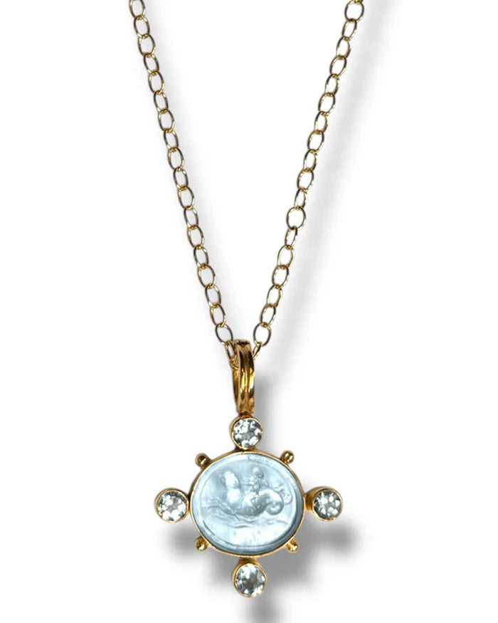 Cupid Dolphin Necklace - Topaz Intaglio