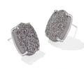 Daphne Large Stud Earrings Rhodium Platinum Drusy