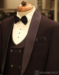 Dark Purple Jacquard 5pc Wedding Suit