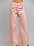 Decorative Vertical Seam Detail Blush Pink High Waisted Flare Pants
