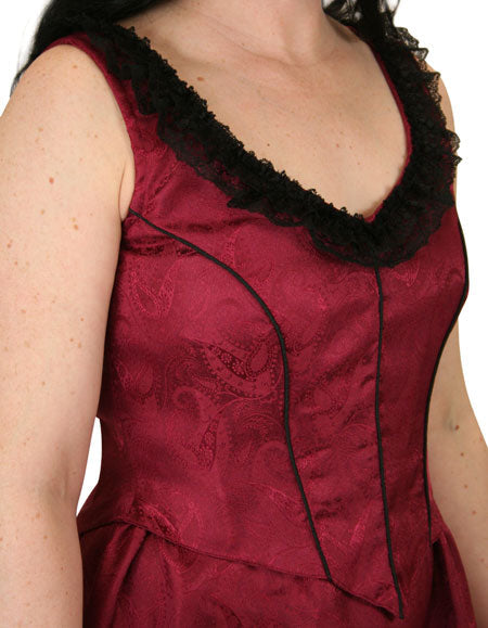 Delilah Saloon Dress, Burgundy Paisley