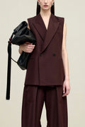 Deon Sleeveless Blazer - Mahogany Gazar Suiting