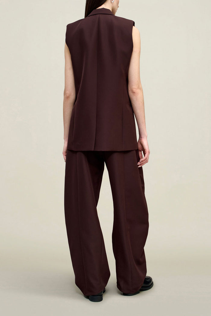 Deon Sleeveless Blazer - Mahogany Gazar Suiting