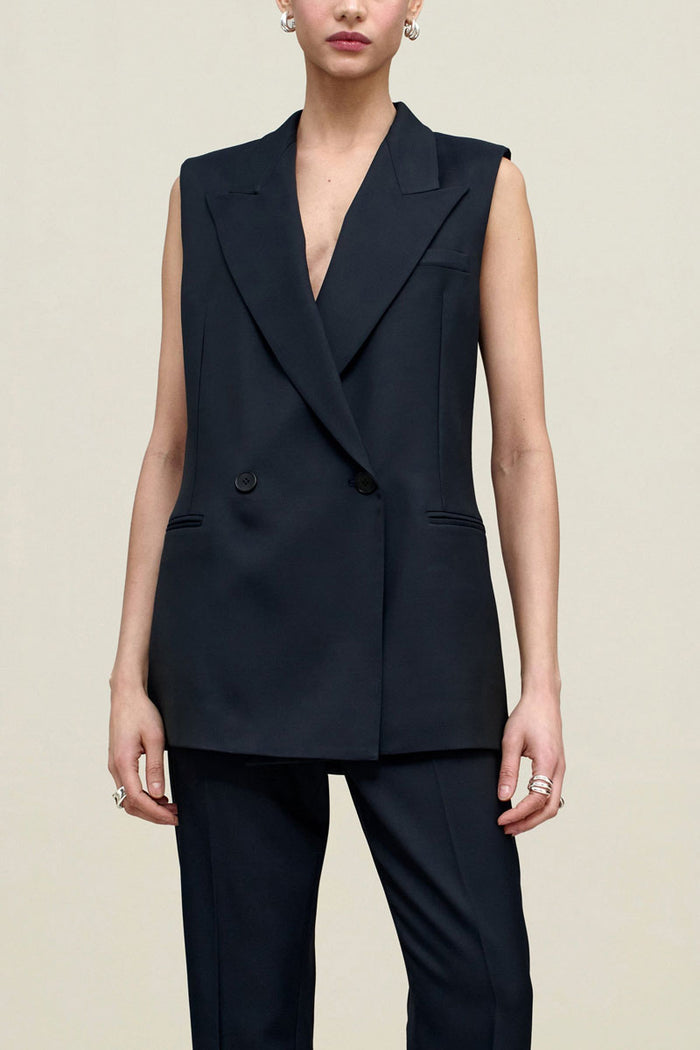 Deon Sleeveless Blazer - Navy