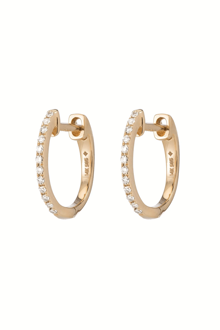 Diamond Pave Huggies - Diamonds 14k Yellow Gold
