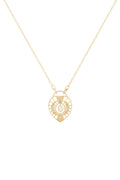 Diamond Pear Moon and Star Open Heart Necklace - Yellow Gold
