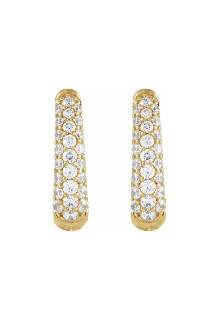 Diamond Tapered Hinge Earrings - 14k Yellow Gold White Damonds
