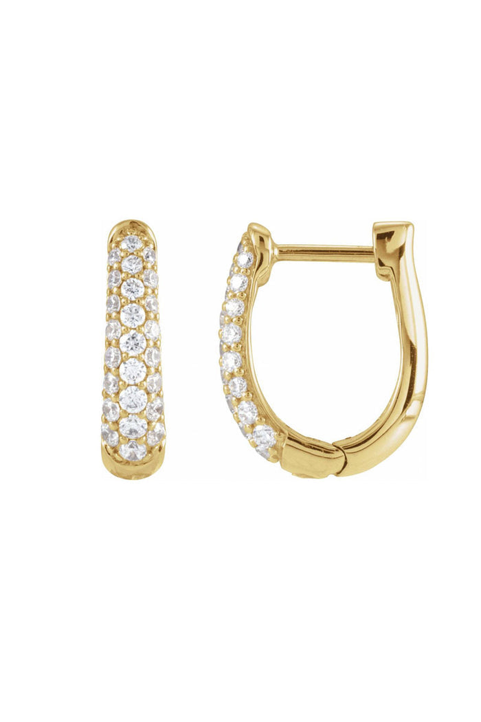 Diamond Tapered Hinge Earrings - 14k Yellow Gold White Damonds