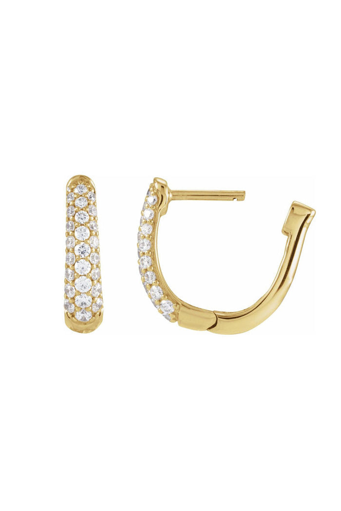 Diamond Tapered Hinge Earrings - 14k Yellow Gold White Damonds