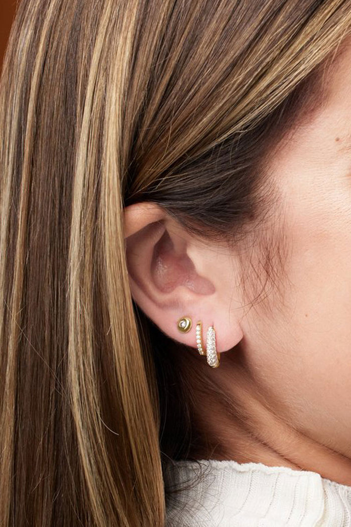 Diamond Tapered Hinge Earrings - 14k Yellow Gold White Damonds