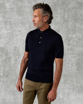 Dicken Merino Wool Silk Cashmere Polo Shirt Navy