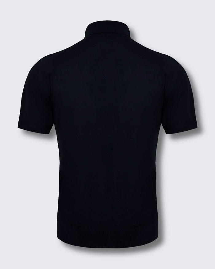 Dicken Merino Wool Silk Cashmere Polo Shirt Navy