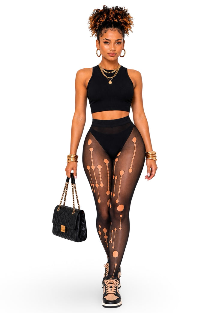 Dismissed - Women's One Size Distressed Foot-In Mesh Stocking Pants