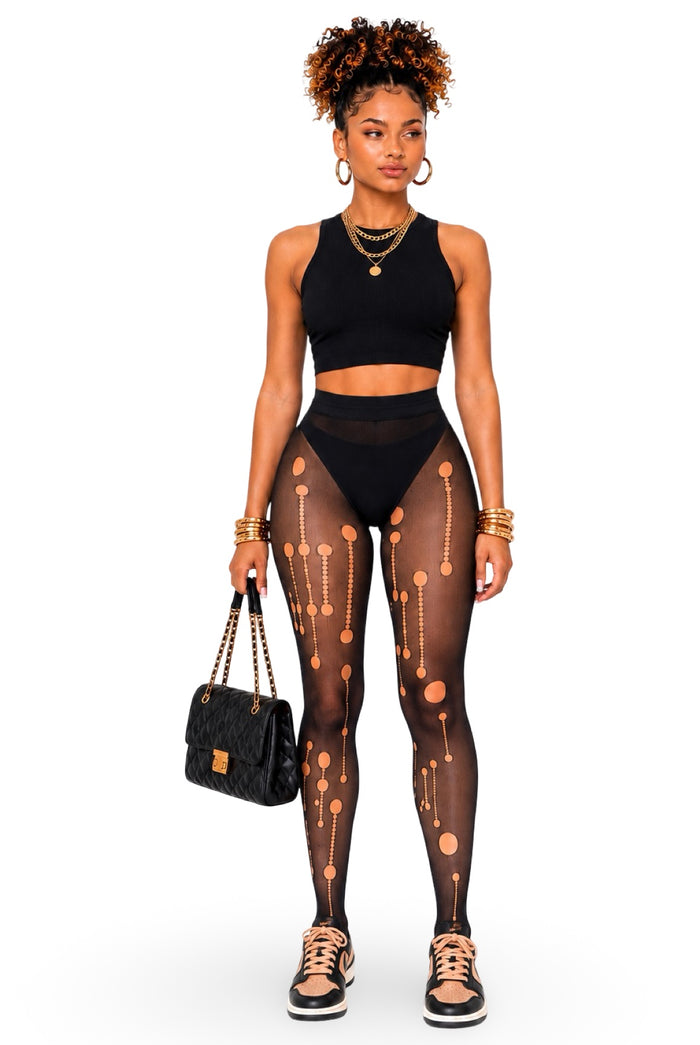 Dismissed - Women's One Size Distressed Foot-In Mesh Stocking Pants