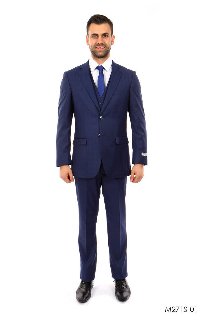 Dk. Blue Pinstripe tone on tone 3-PC Slim Fit Suits For Men - Giorgio's Menswear