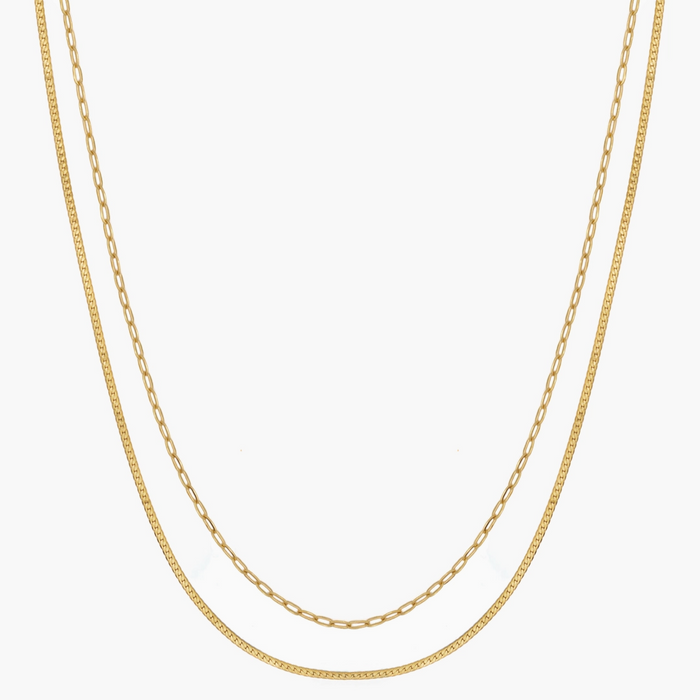 Double Layer Paperclip Necklace - 18K Gold