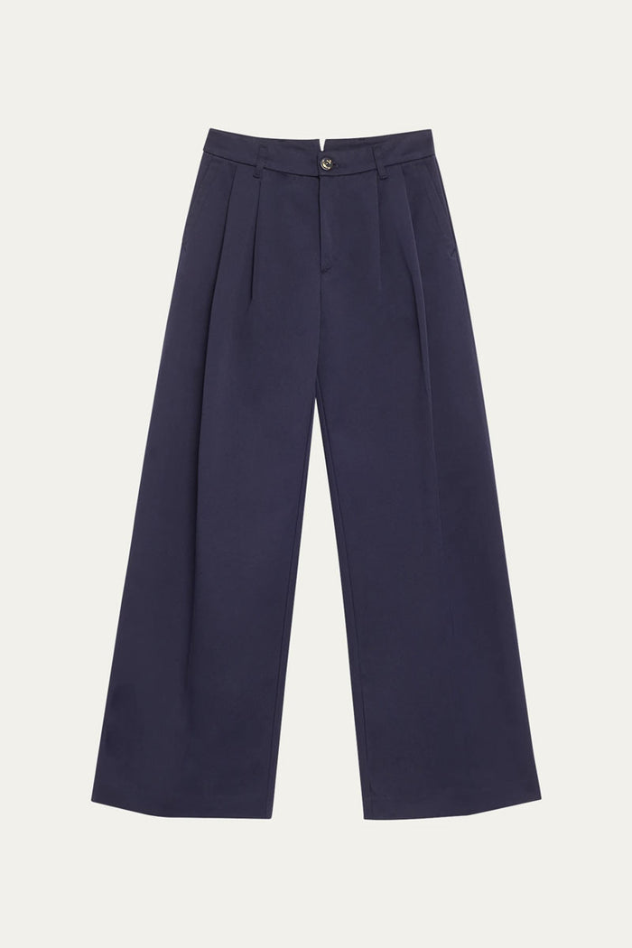 Double Pleated Pants - Navy