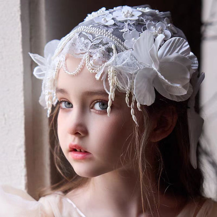 Dreamy Children's Headdress French Lace Hair Accessories High-end Flower Hat W023