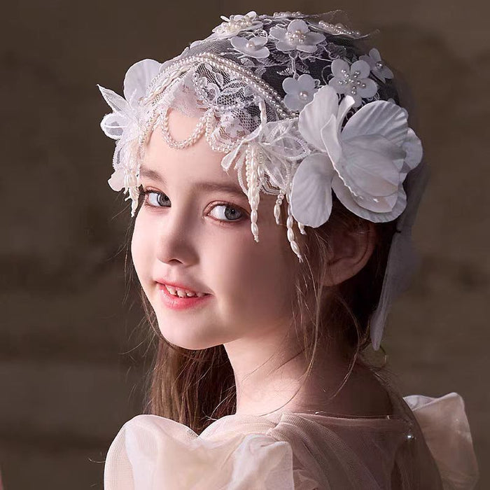 Dreamy Children's Headdress French Lace Hair Accessories High-end Flower Hat W023