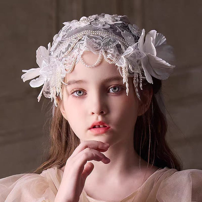 Dreamy Children's Headdress French Lace Hair Accessories High-end Flower Hat W023